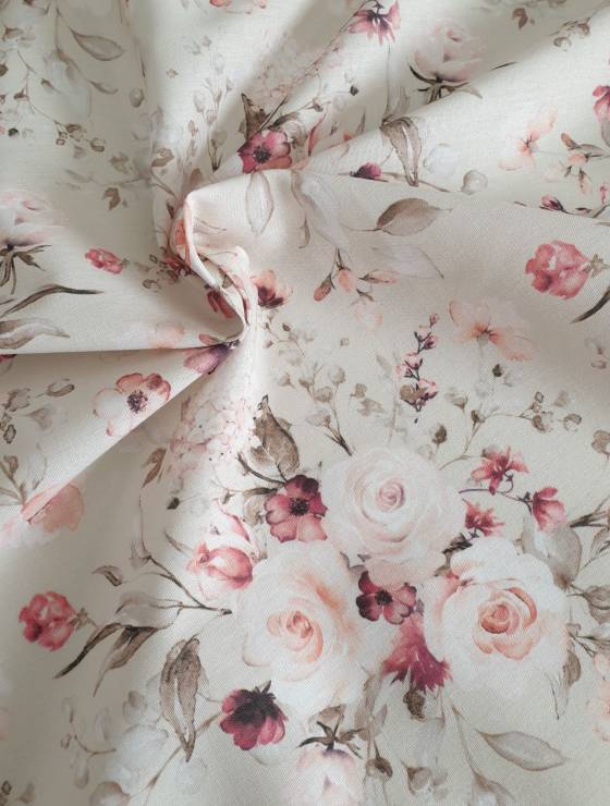 bumbac imprimeu flori crem