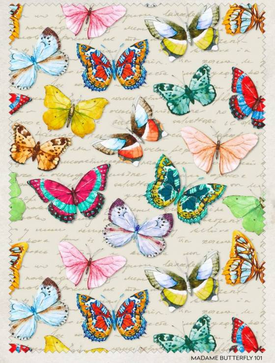 bumbac percale fluturi
