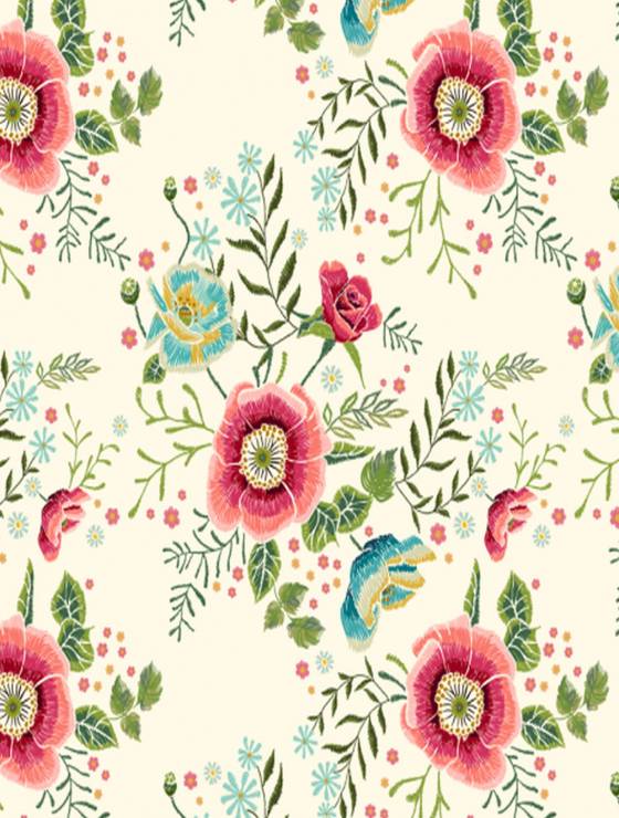 bumbac percale design floral