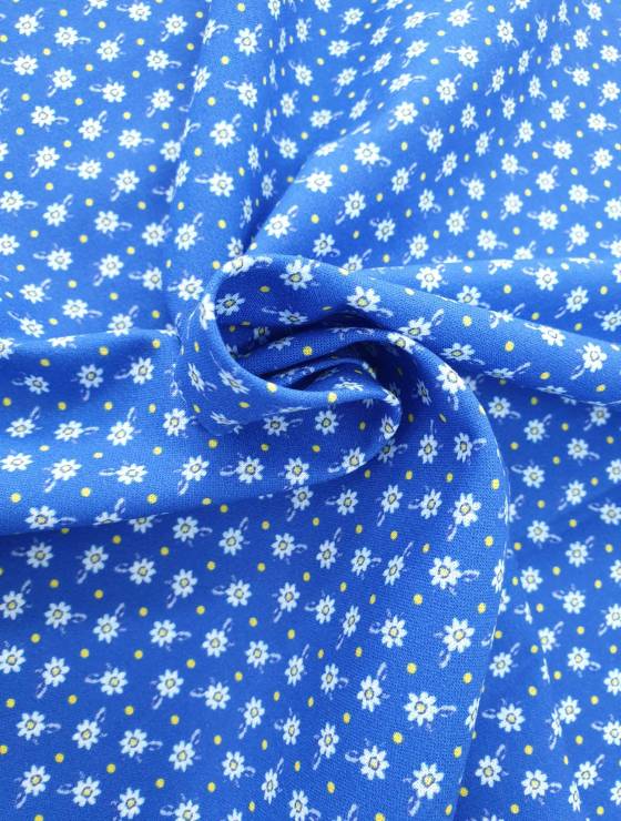 bumbac percale floricele pe albastru