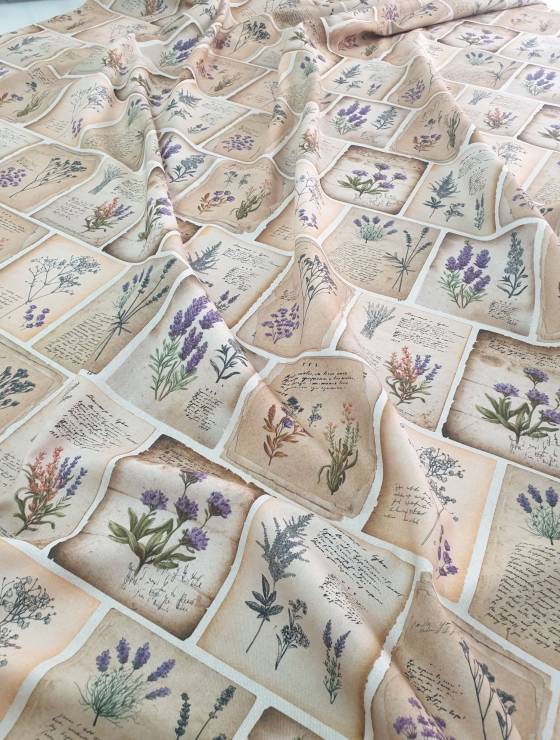 material textil din bumbac cu lavanda